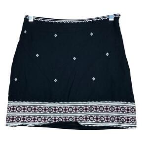 Madewell Womens Skirt Black Multi Embroidered Gamine Pull On Side Zip Midi 0
